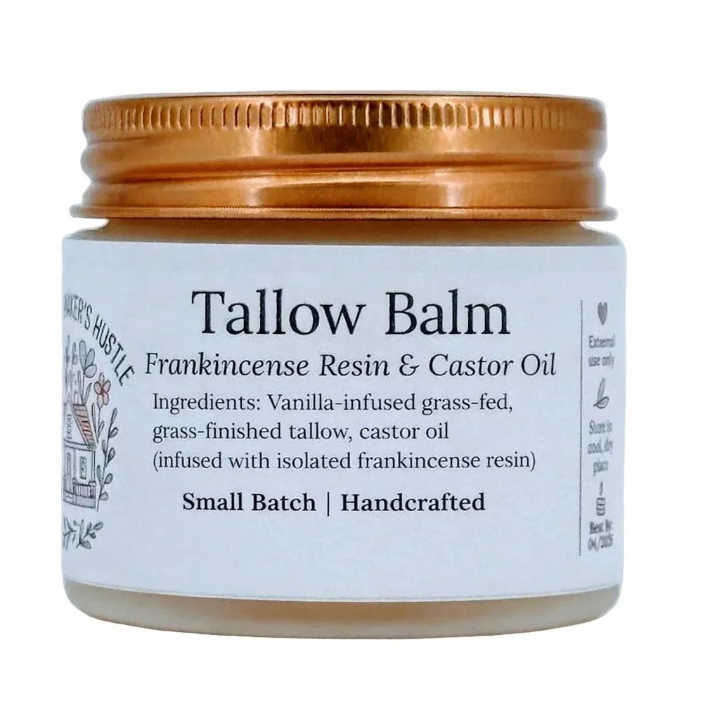 Handcrafted Tallow Balm –‎ Frankincense Resin & Castor Oil – 2 oz